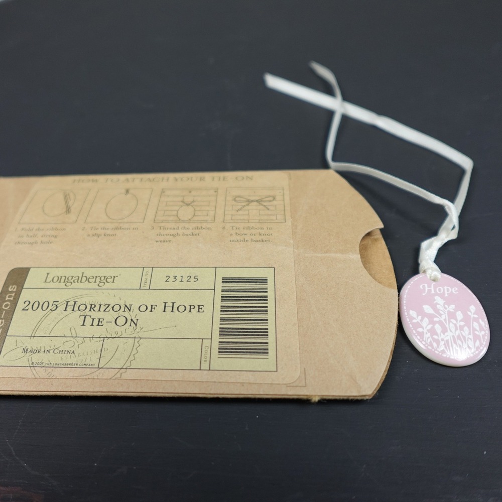 Longaberger 2005 Horizon of Hope Basket Tie On Pink Ceramic Charm 23125